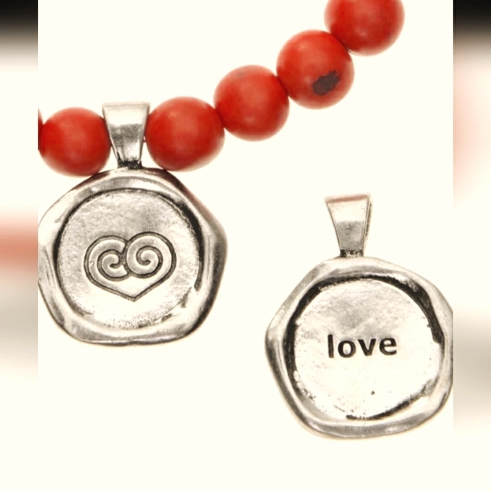 Acai Tiger Red Beads Seeds of Life Bracelet Seal & Poinsettia Dangle Earrings